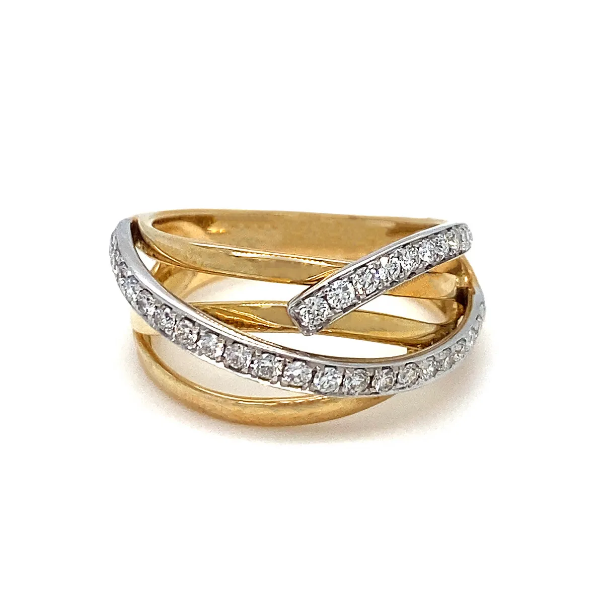 9K Yellow Gold 0.48ct Diamond Crossover Ring