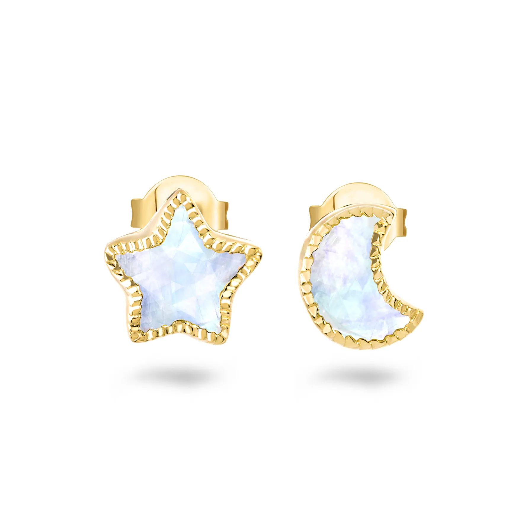 9k Yellow Gold Moonstone Earrings