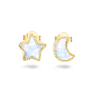 9k Yellow Gold Moonstone Earrings