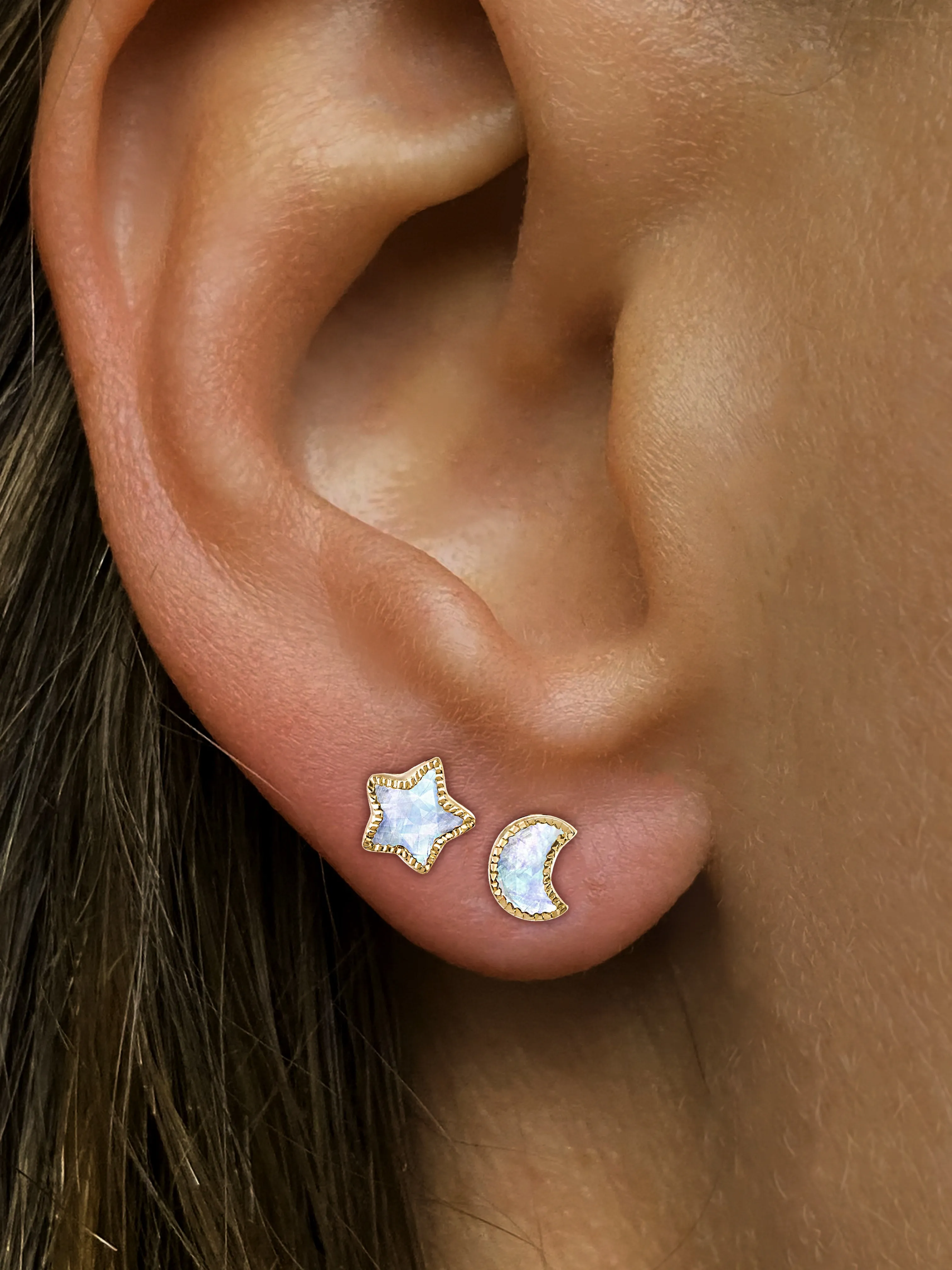 9k Yellow Gold Moonstone Earrings