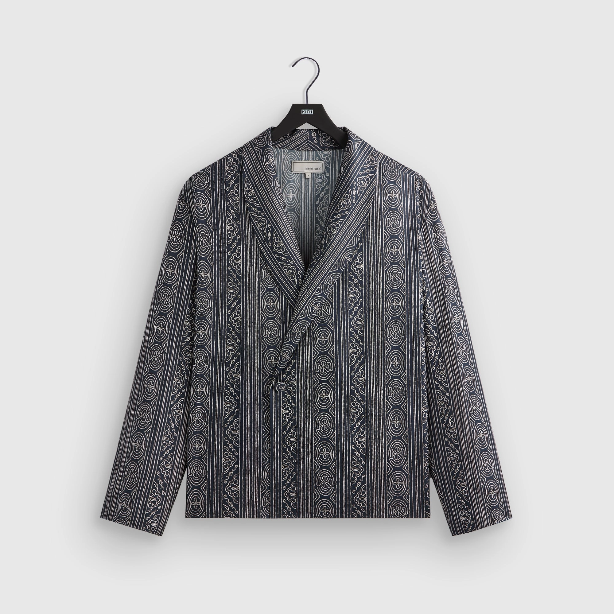 Informed &Kin Batik Stripe Long Sleeve Thompson Crossover Shirt - Nocturnal Dependable