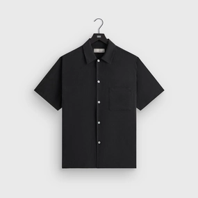 &Kin Silk Habotai Beckham Buttondown - Black Novel Bold
