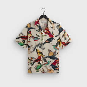 &Kin Tropical Bird Camp Collar Shirt - Sandrift Real Flexible