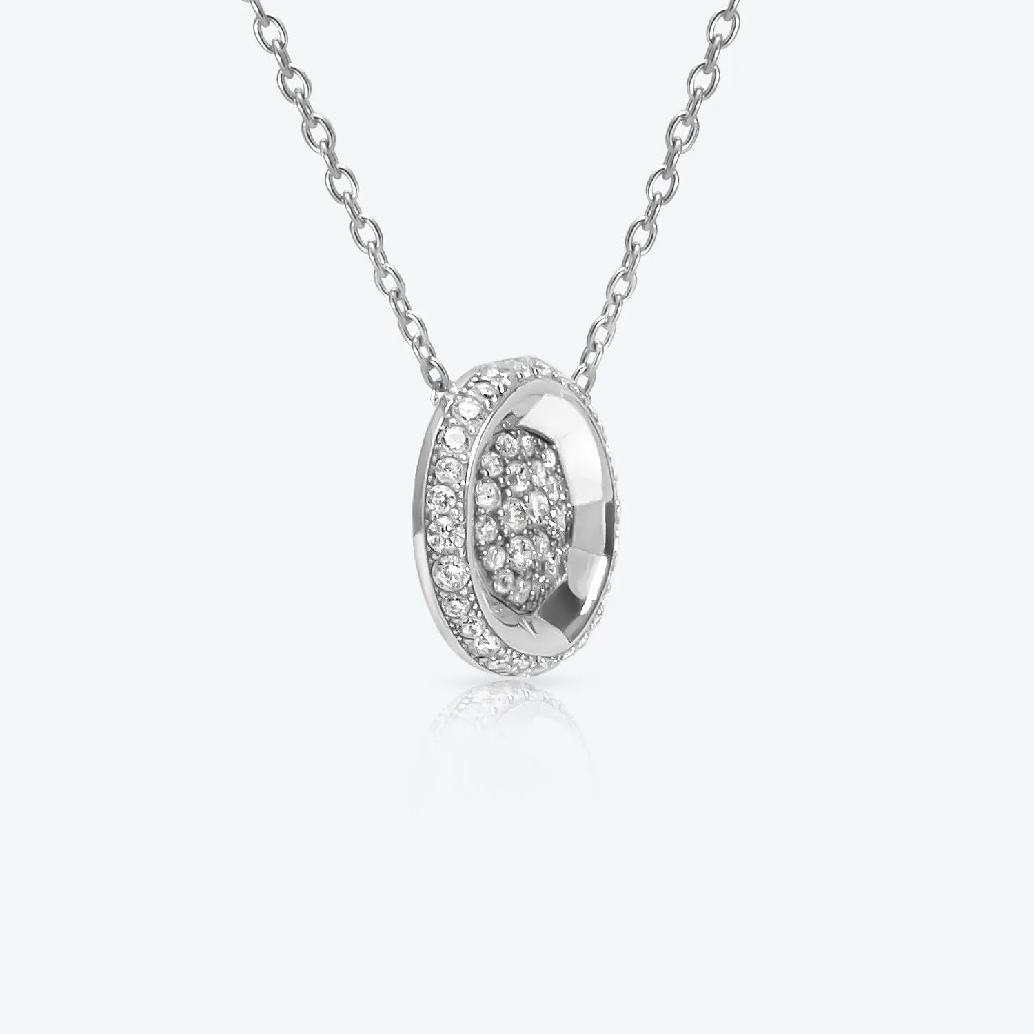 A. Sun Halo 18K White Gold Necklace w. Full Lab-Grown Diamond Pav??