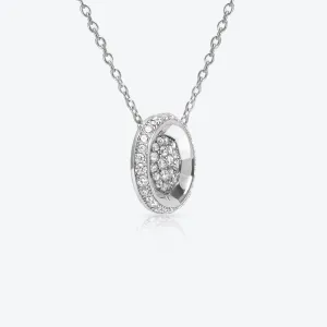 A. Sun Halo 18K White Gold Necklace w. Full Lab-Grown Diamond Pav??