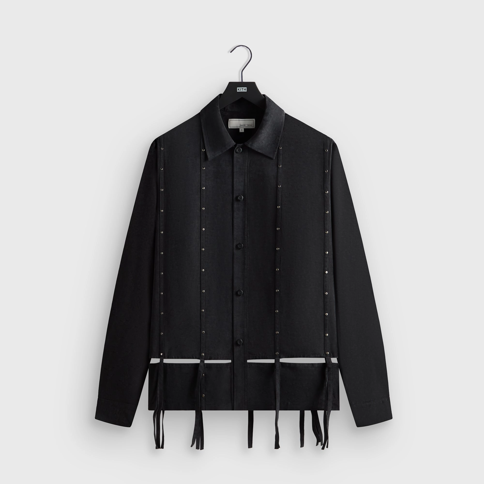 Valuable &Kin Ribbon Long Sleeve Boxy Collared Overshirt - Black All-purpose