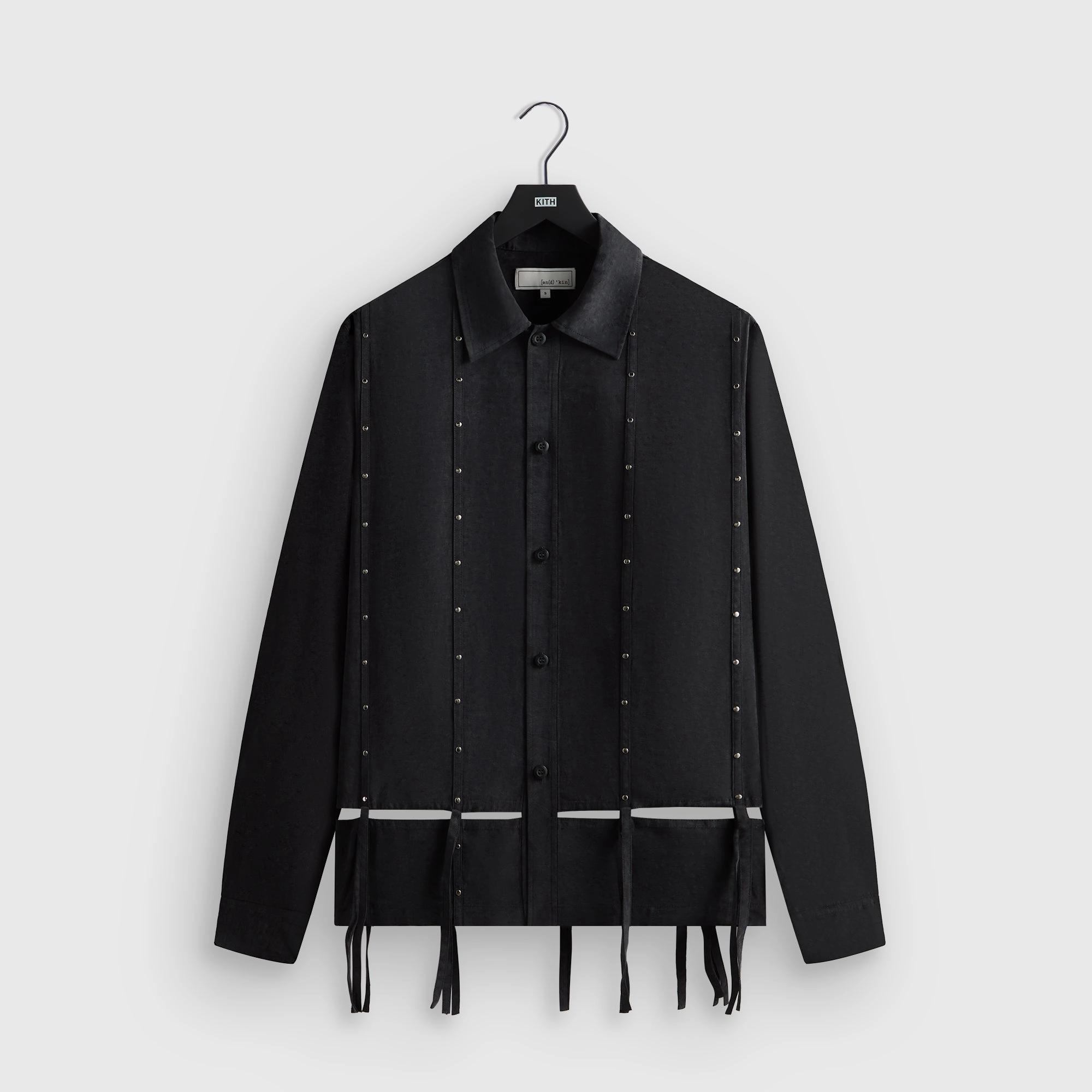 Intense &Kin Ribbon Long Sleeve Boxy Collared Overshirt - Black Bold