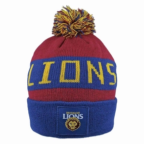 Adult's AFL Brisbane Lions Football Club Bar Beanie Breathable Eco-friendly