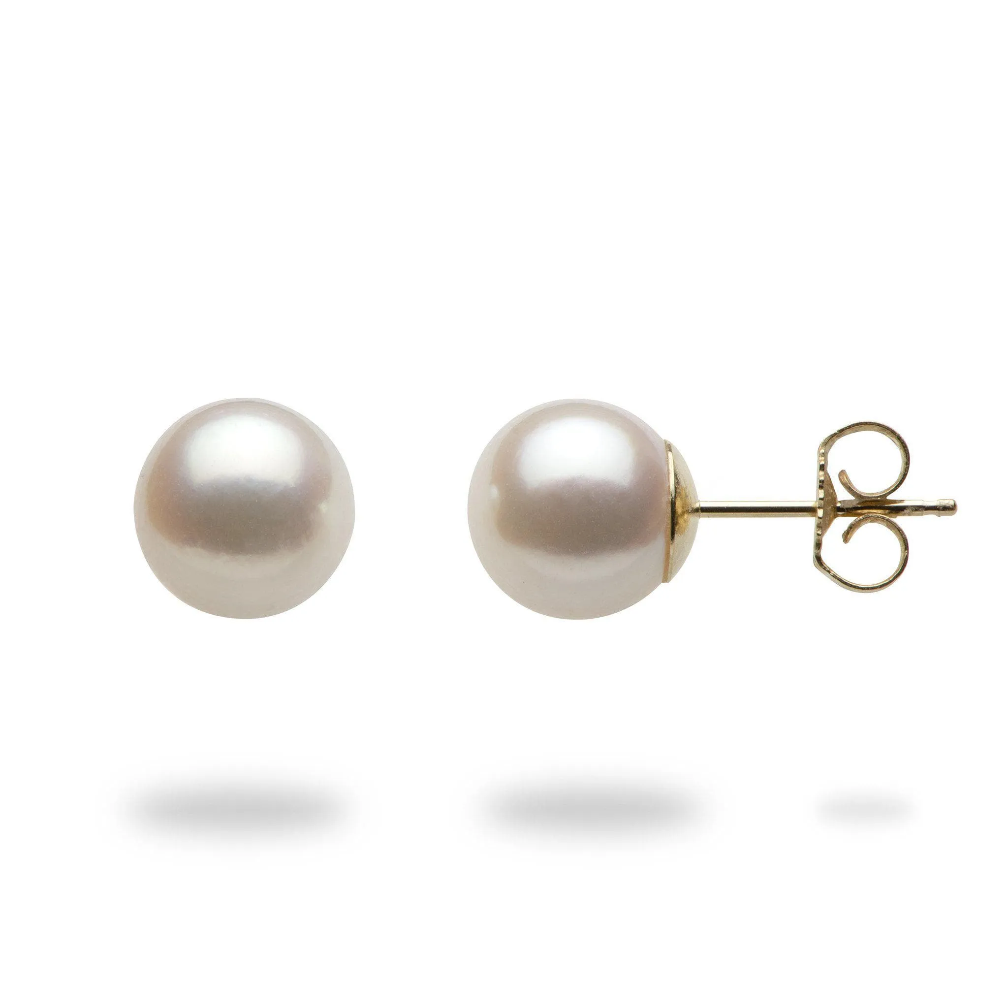 Akoya White Pearl Earrings in Gold - 8mm