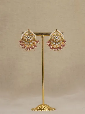Baby Pink Color Gold Plated Mishr Earrings - MR-E312