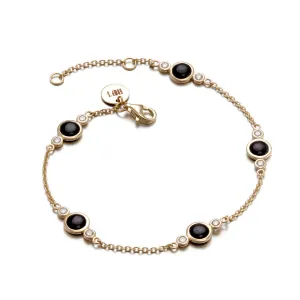 Black Jade & Diamond Station Bracelet
