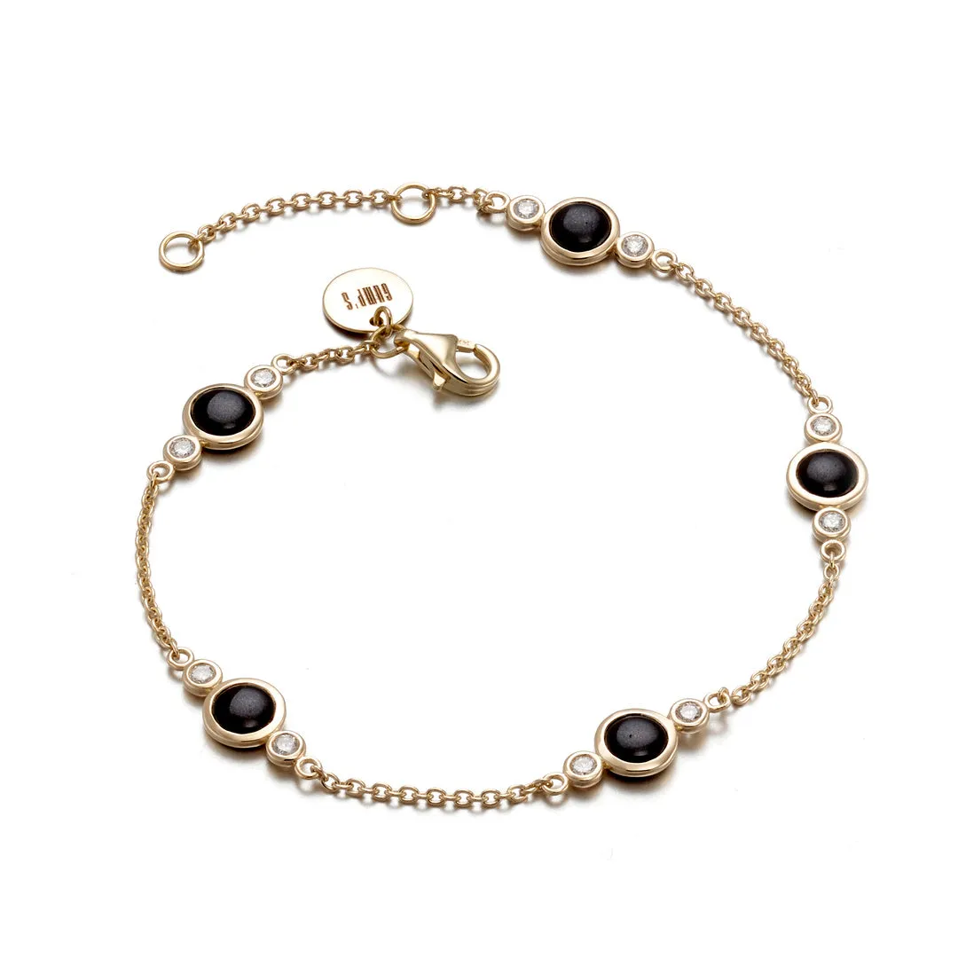 Black Jade & Diamond Station Bracelet