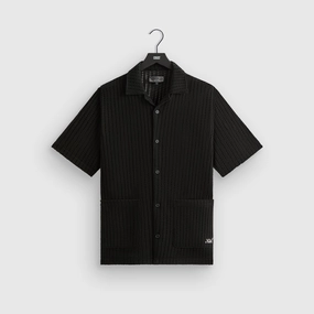 Bright Kith Cotton Mesh Thompson Camp Collar Shirt - Black Secure