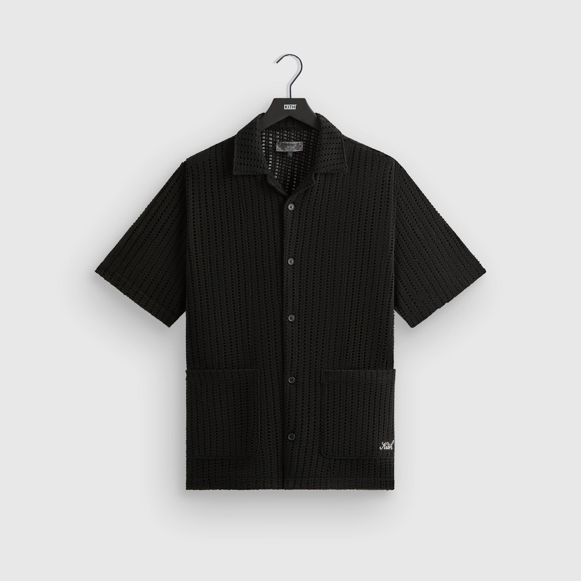 Boldly designed Kith Cotton Mesh Thompson Camp Collar Shirt - Black Concentrated