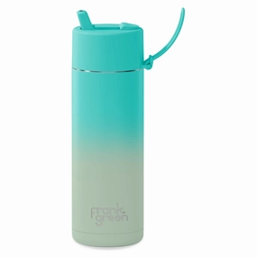 Casual 595ml Stainless Steel Ceramic Reusable Straw Lid Water Bottle With Flip Straw Lid Sleek