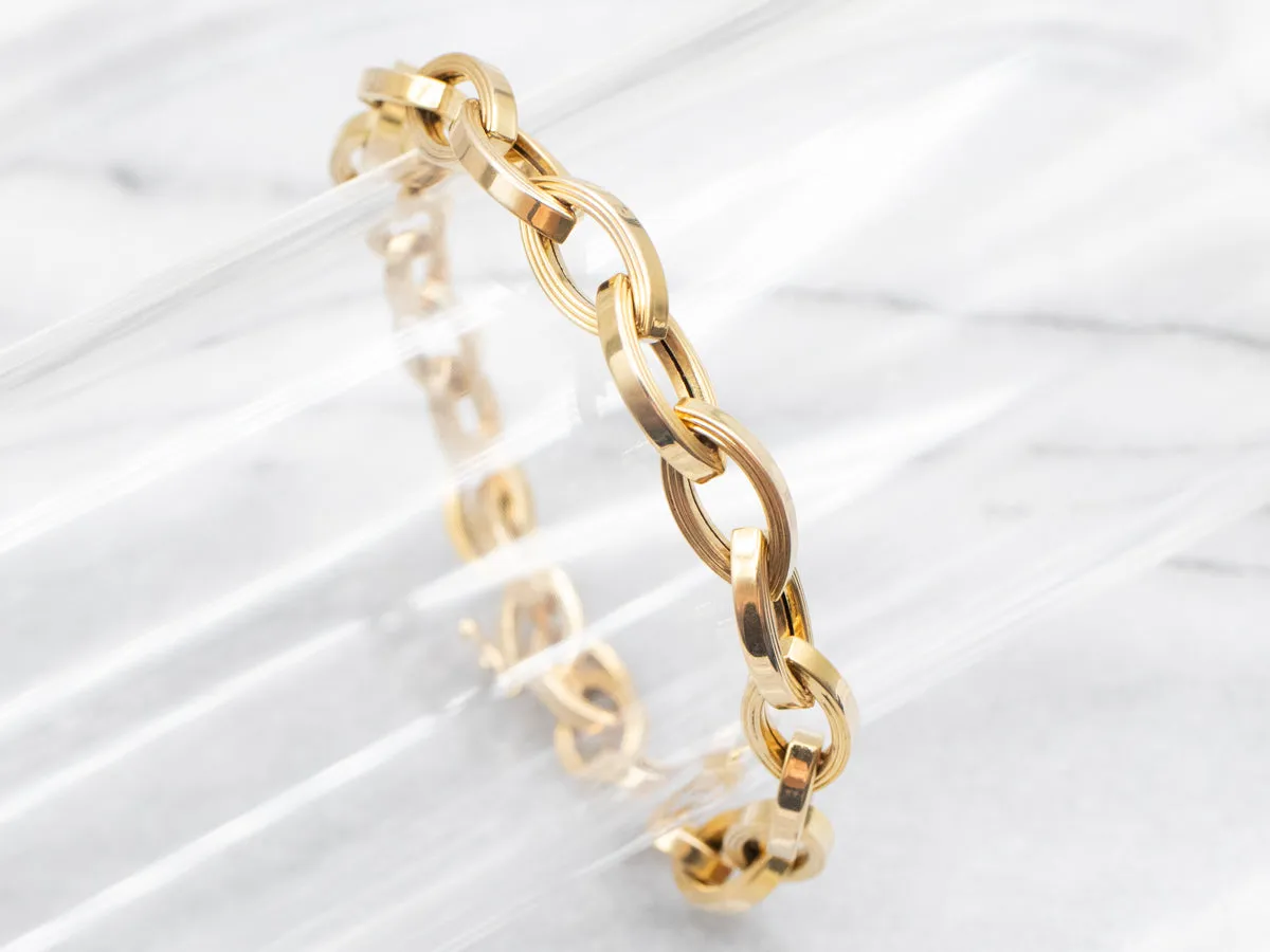 Chunky Marquise Link Gold Bracelet