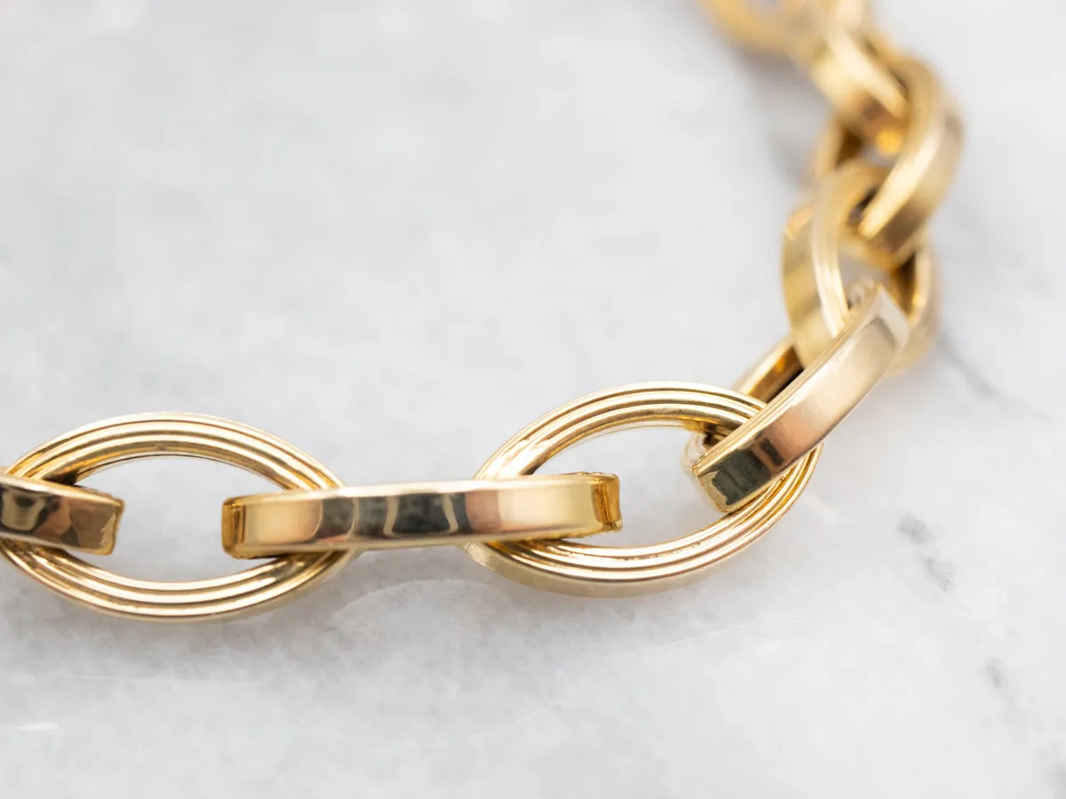 Chunky Marquise Link Gold Bracelet