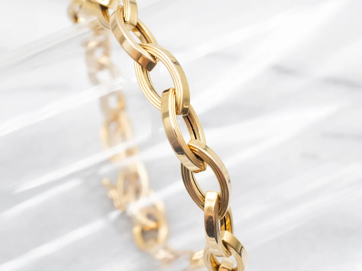 Chunky Marquise Link Gold Bracelet