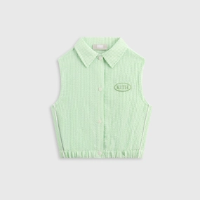 Comfortable Kith Kids Seersucker Cropped Button Front Tank - Honeydew Iconic