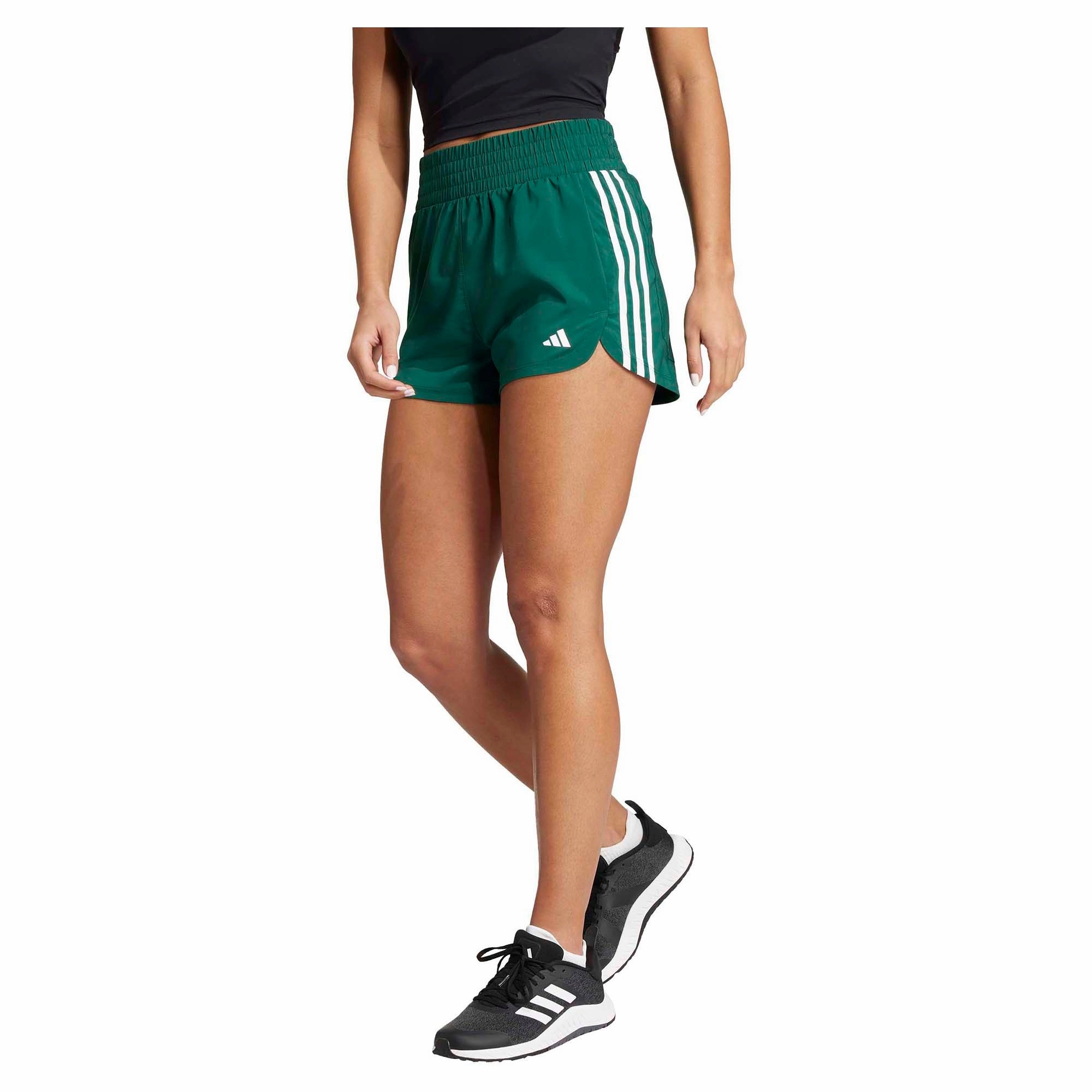 Comfortable wearables Women's Pacer Training 3-Stripes Woven High Rise Shorts Up-to-date