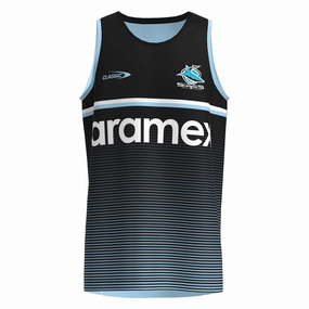Crafted Men's NRL Cronulla Sharks 2023 Training Singlet Stylish looks