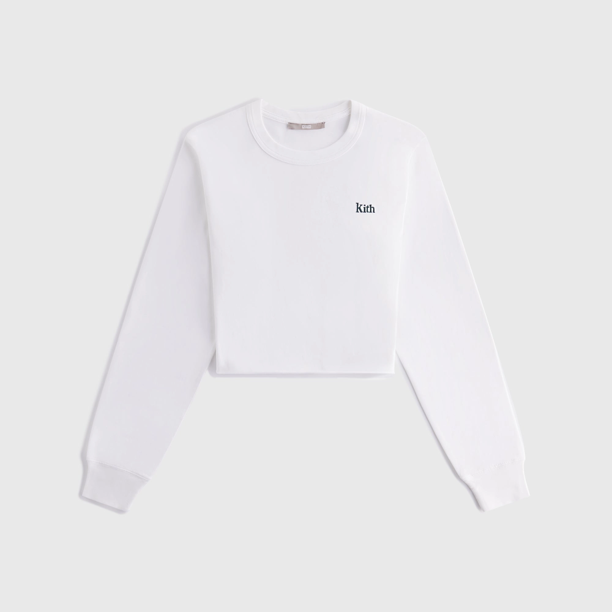 Kith Women Lucy Cropped Long Sleeve II Tee - White Timeless Gentle