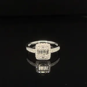 Diamond Cushion-Shaped Cluster Engagement Ring in 18k White Gold - #604 - RGDIA672296
