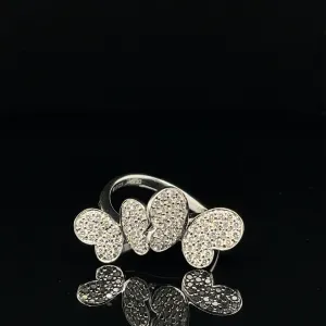 Diamond Double Butterfly Cluster Ring in 18k White Gold - (#94-RGDIA 635114)
