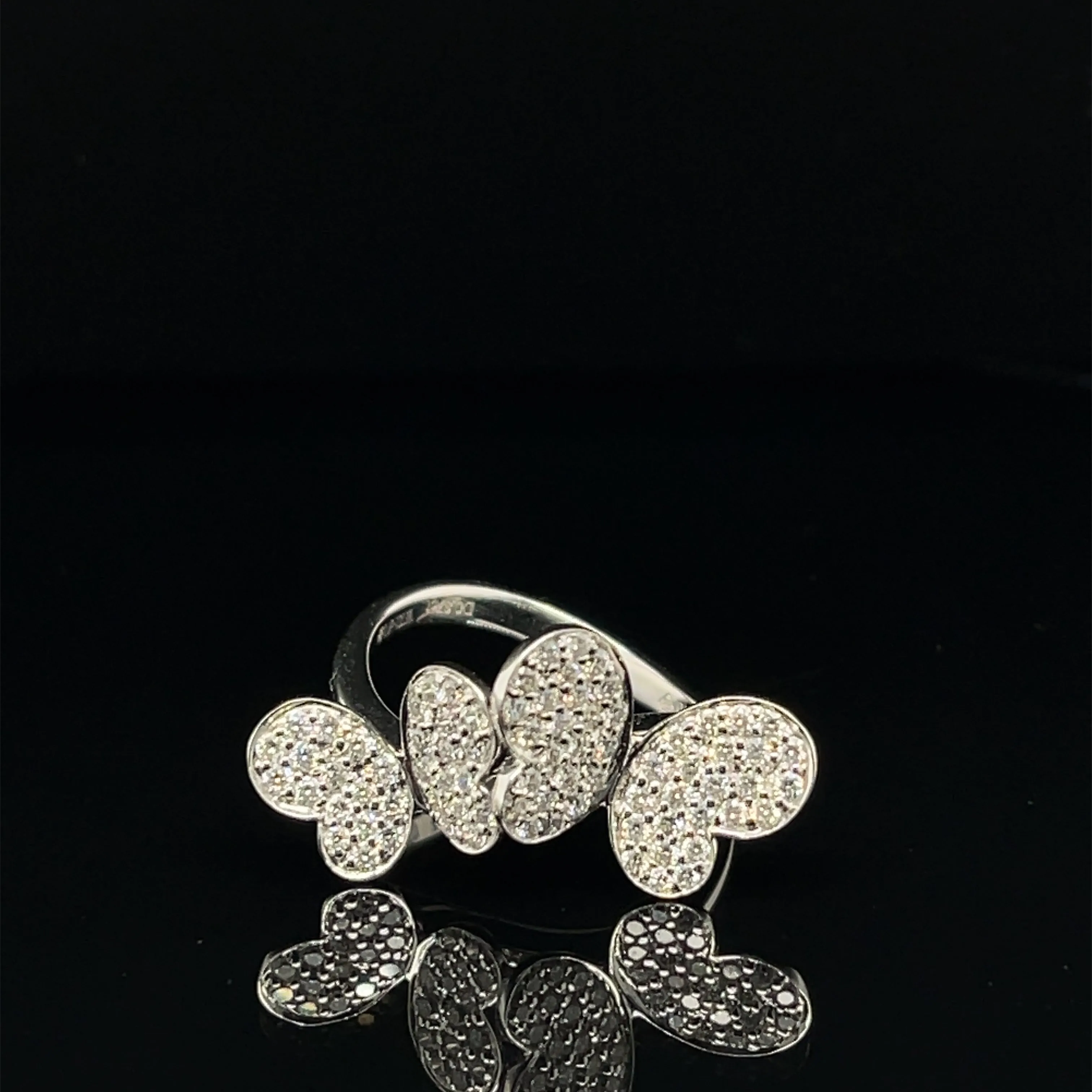 Diamond Double Butterfly Cluster Ring in 18k White Gold - (#94-RGDIA 635114)