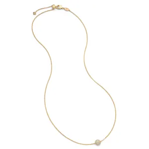 Diamond Pav?? 18K Gold Necklace w. Diamond