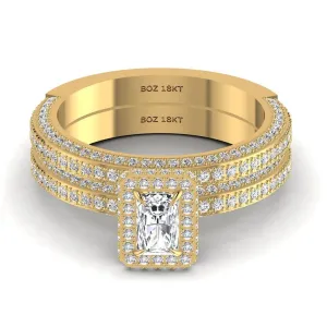 Elise Radiant Cut Diamond Bride Set in 18K Gold