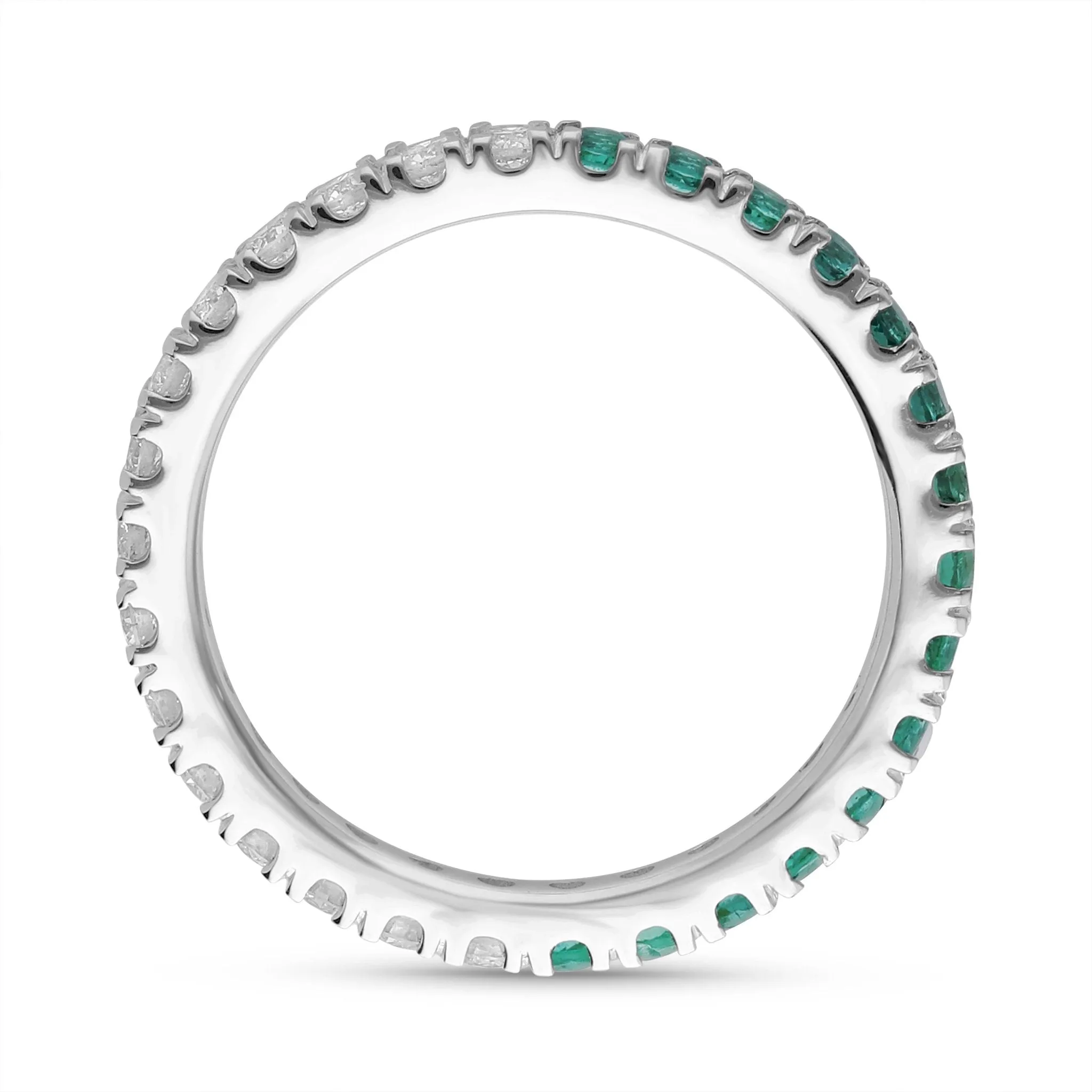 Emerald and Diamond Round Full Eternity Band- WG