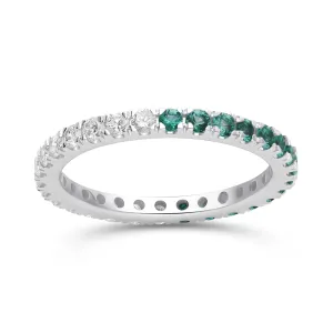 Emerald and Diamond Round Full Eternity Band- WG