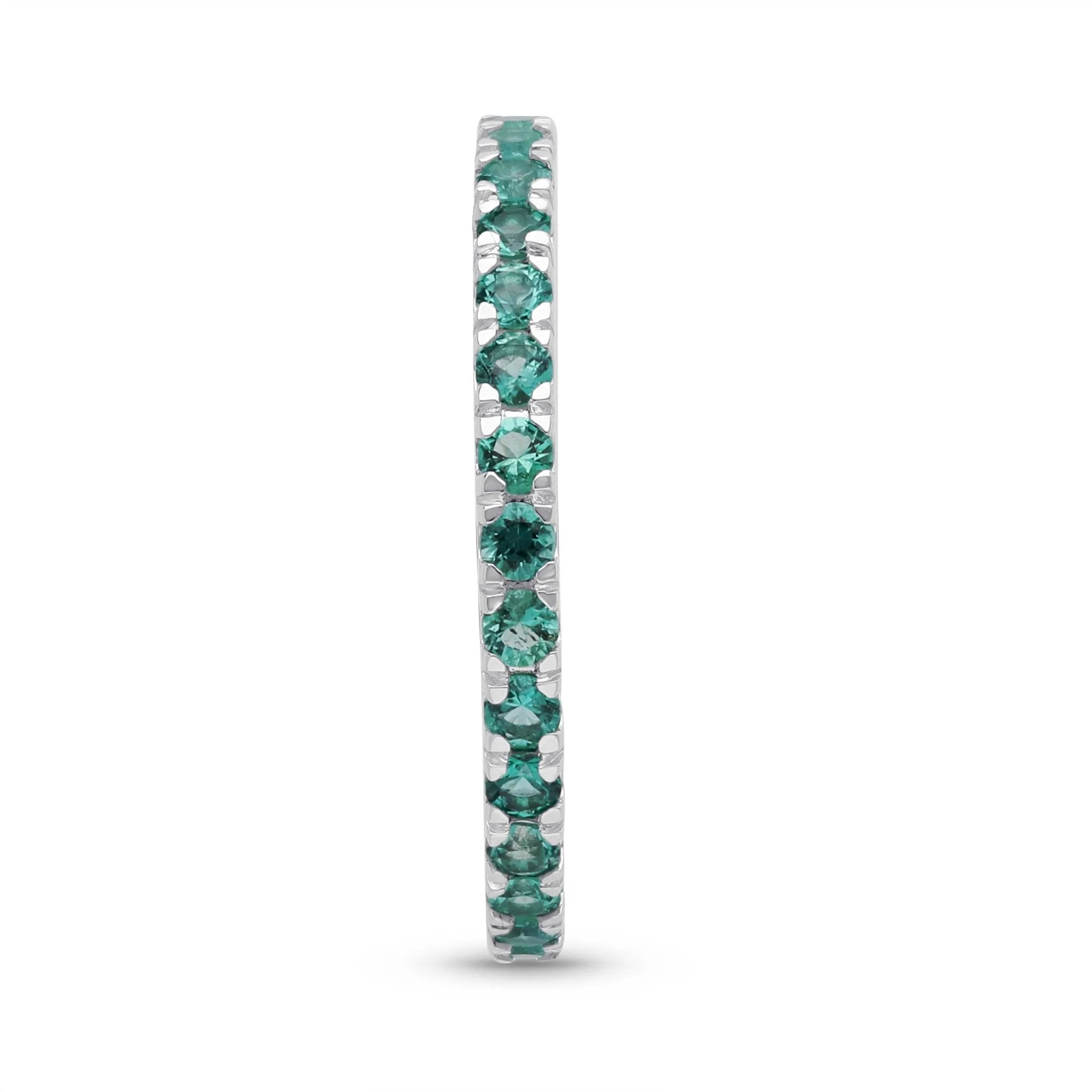 Emerald and Diamond Round Full Eternity Band- WG