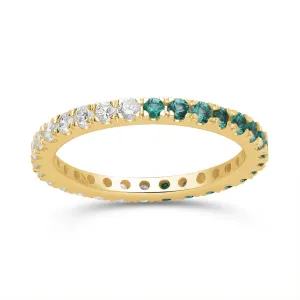 Emerald and Diamond Round Full Eternity Band- YG