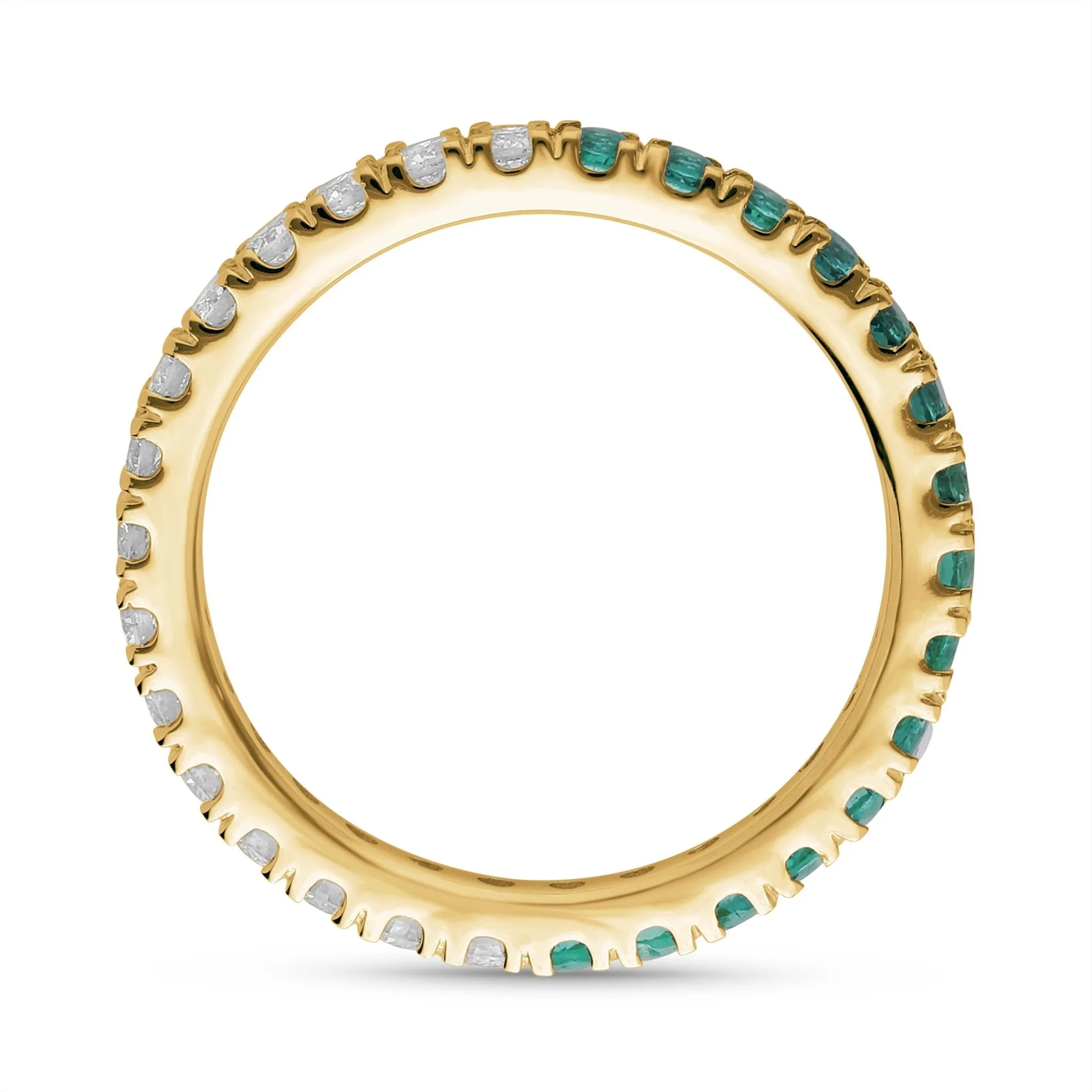 Emerald and Diamond Round Full Eternity Band- YG