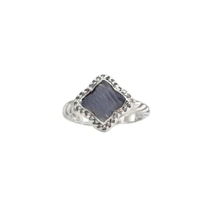 Estate David Yurman Quatrefoil Collection Chalcedony and Diamond Sterling Silver Ring