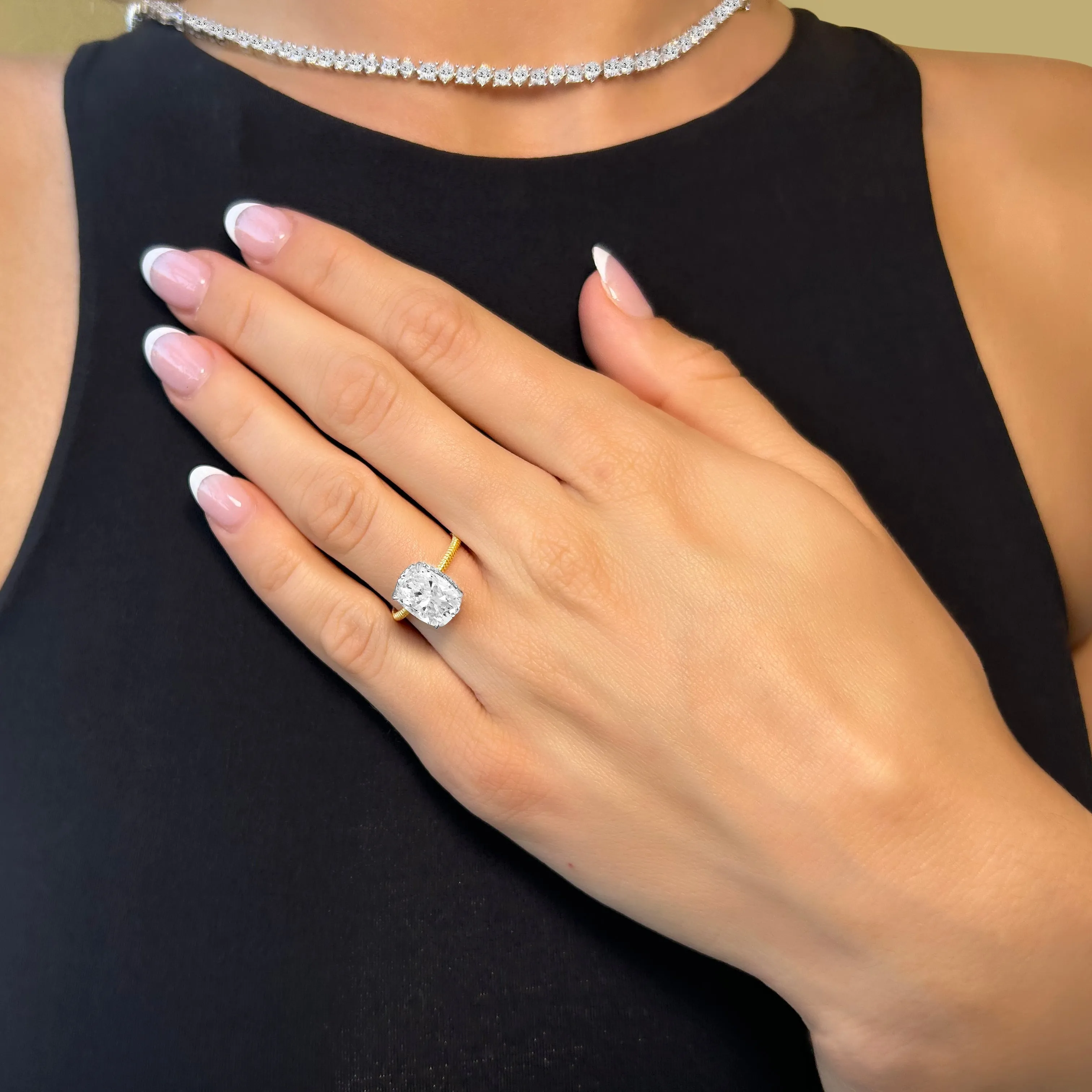 Estelle 3 Carat Cushion Skinny Ring