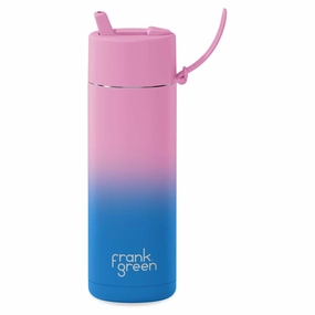 Everyday style 595ml Stainless Steel Ceramic Reusable Straw Lid Water Bottle With Flip Straw Lid Sustainable