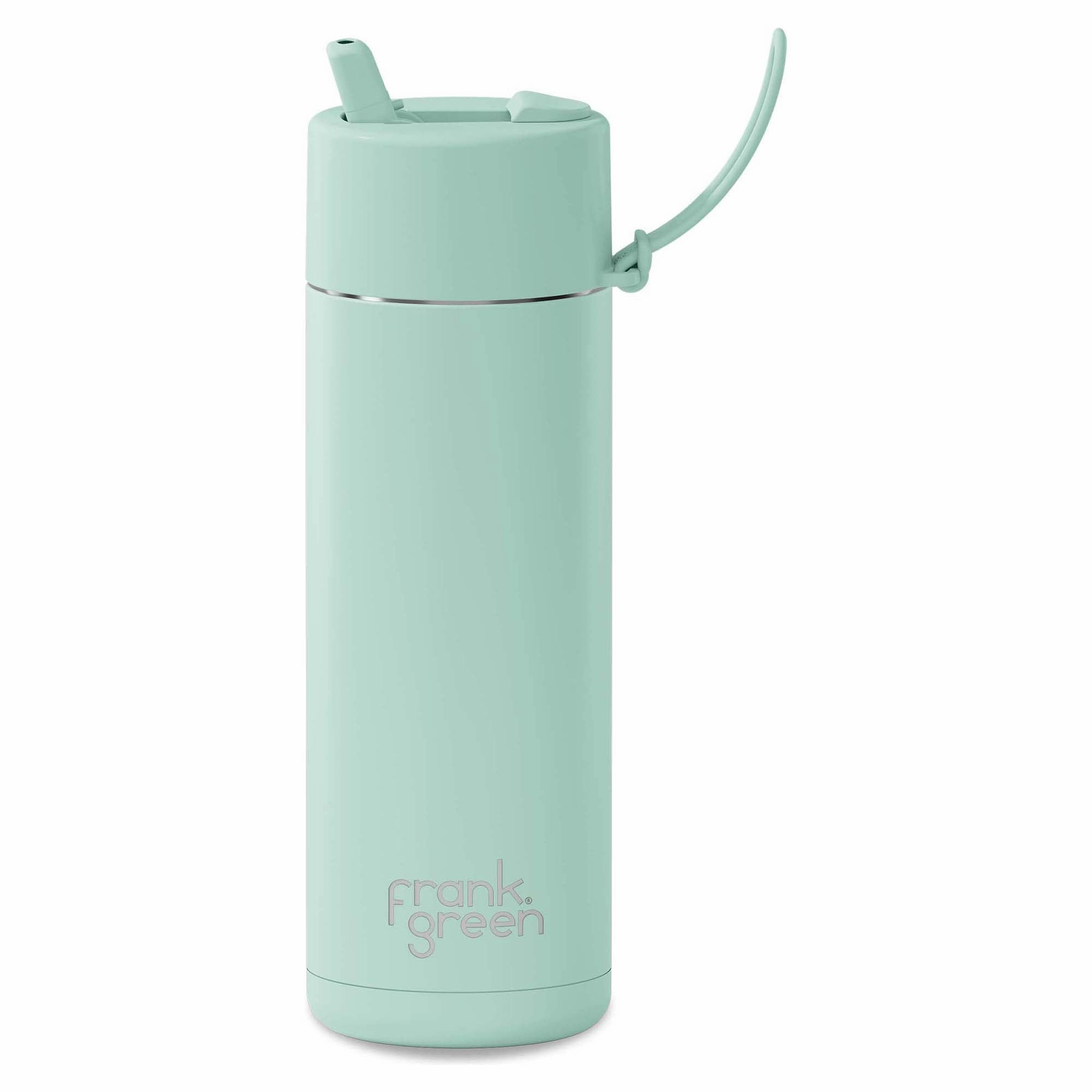 595ml 'Peppermint' Stainless Steel Ceramic Reusable Flip Straw Lid Water Bottle Premium materials Wardrobe update