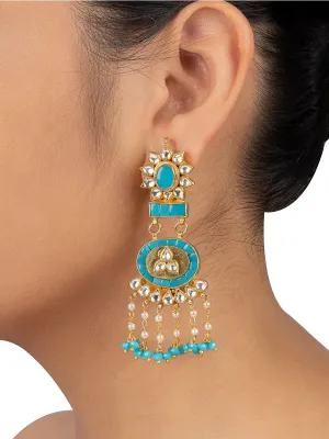 Firoza Color Gold Plated Jadau Kundan Earrings - ME219F