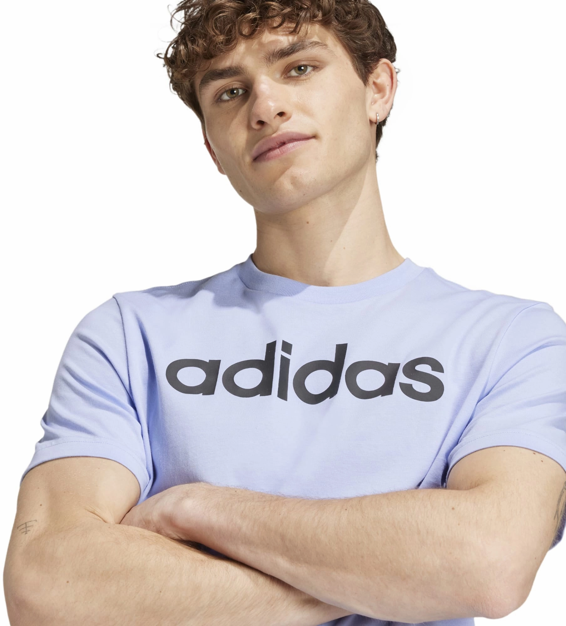 Fitted Men's Essentials Single Jersey Linear Embroidered Logo T-Shirt