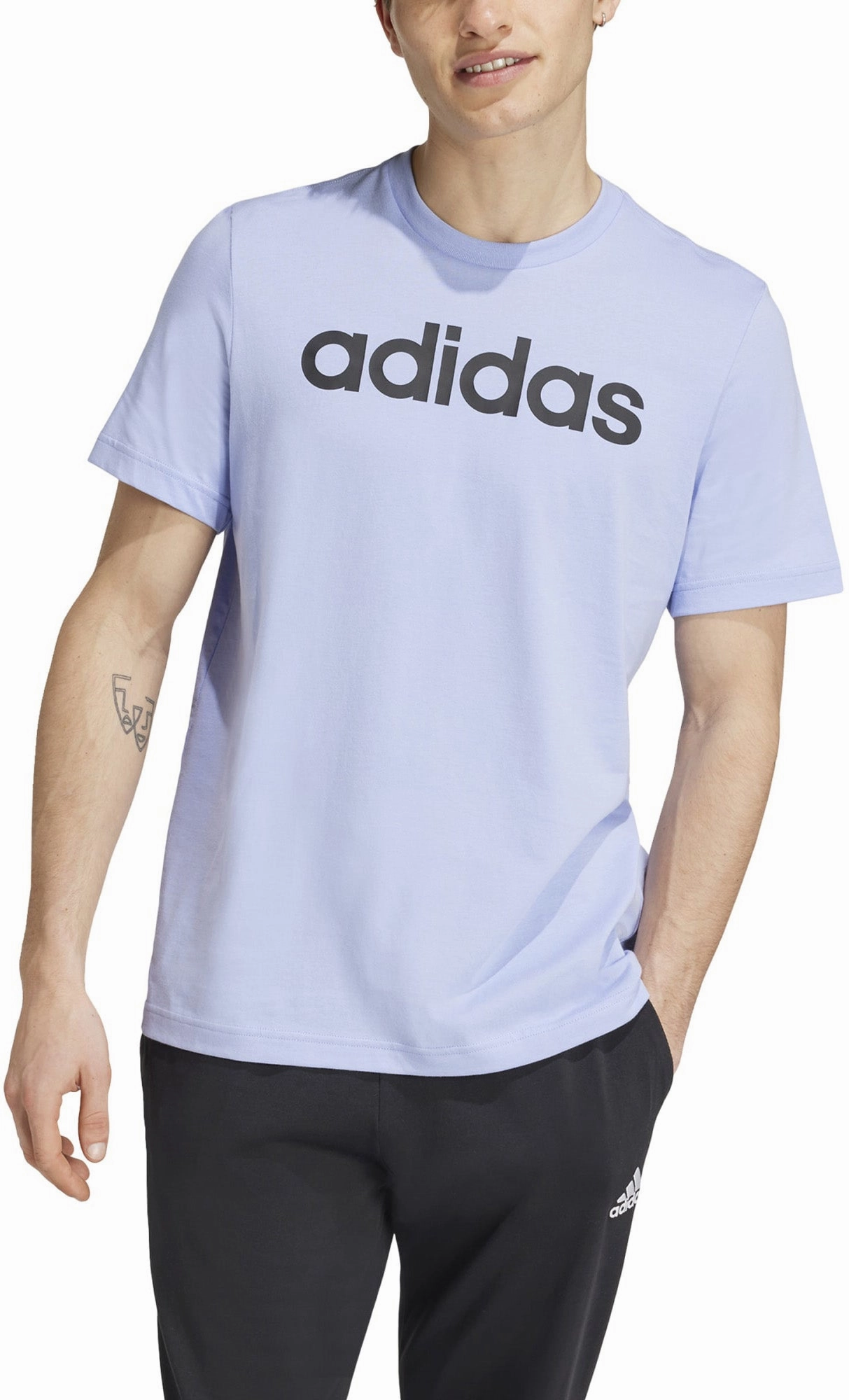 Fitted Men's Essentials Single Jersey Linear Embroidered Logo T-Shirt