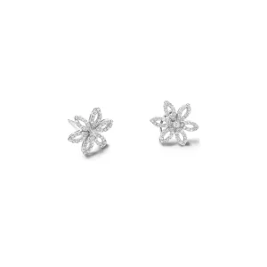 Fleur de Lys Earrings 18ct White Gold - Diamond Pav??