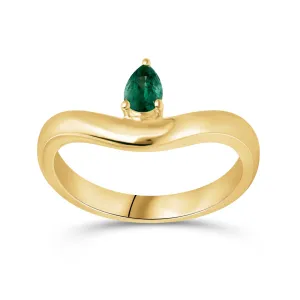Floating Emerald Pear Shaped Ring - YG