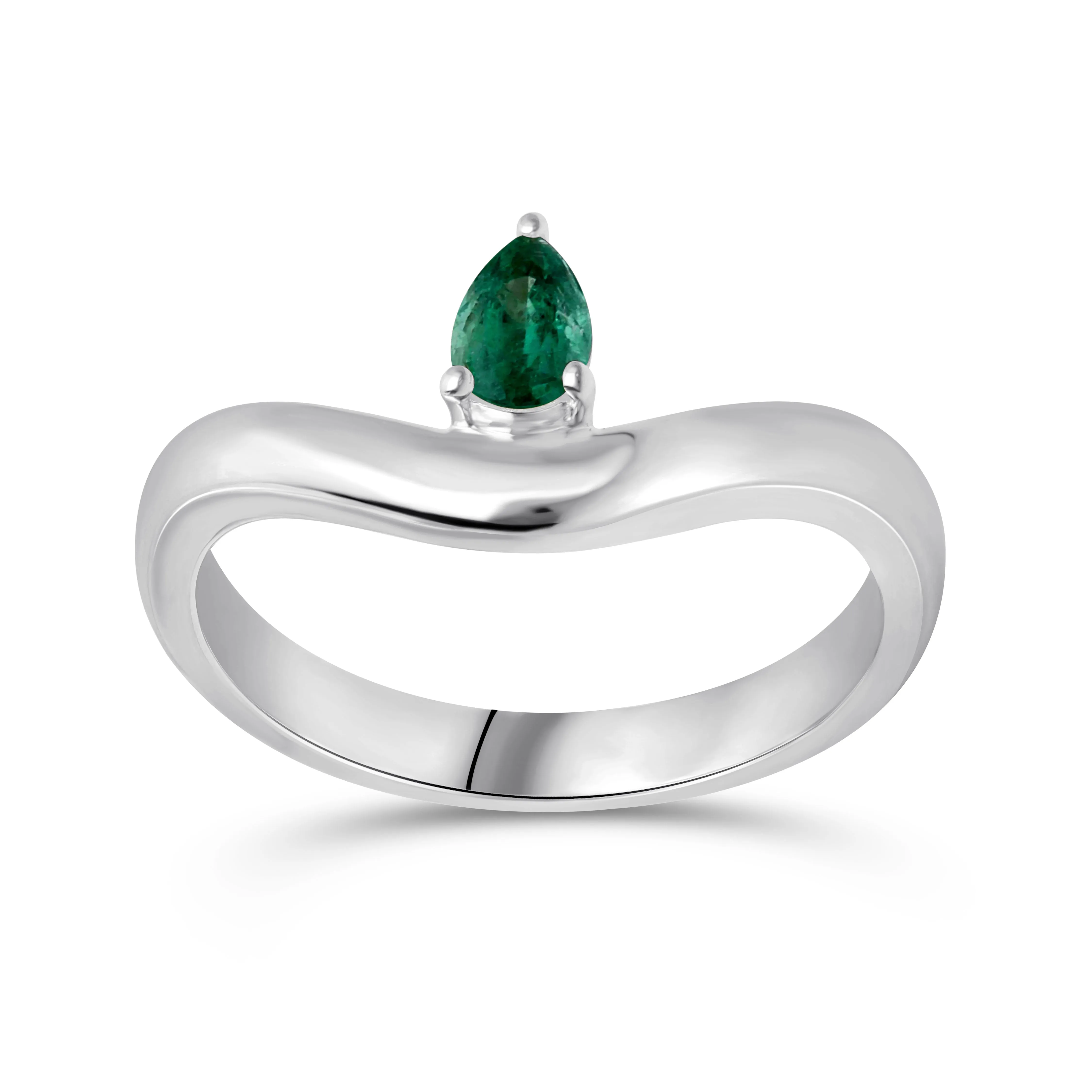 Floating Emerald Pear Shaped Ring - YG