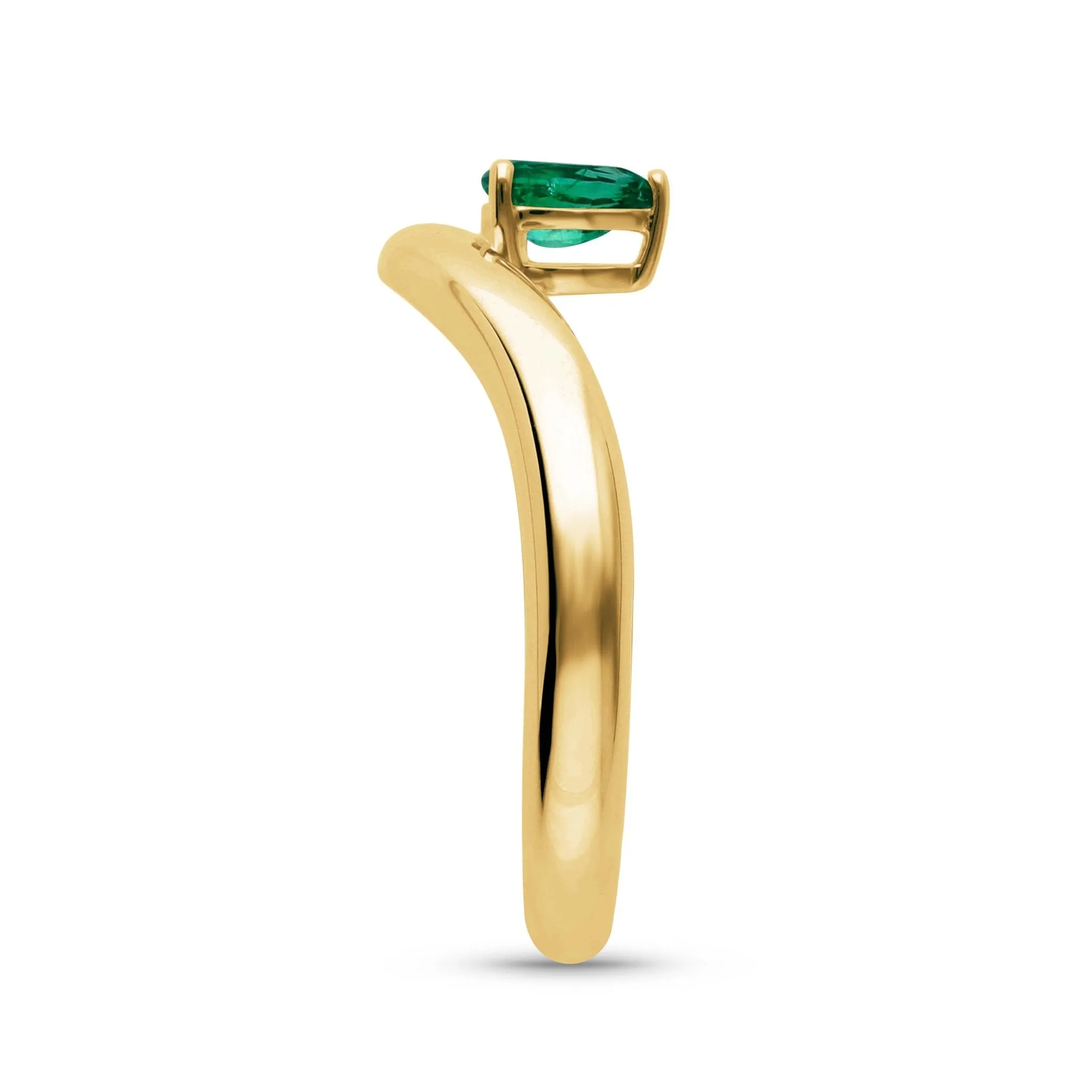 Floating Emerald Pear Shaped Ring - YG