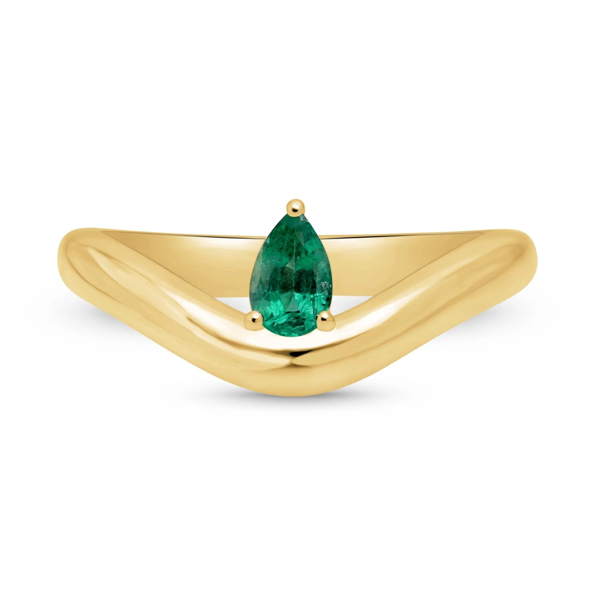 Floating Emerald Pear Shaped Ring - YG