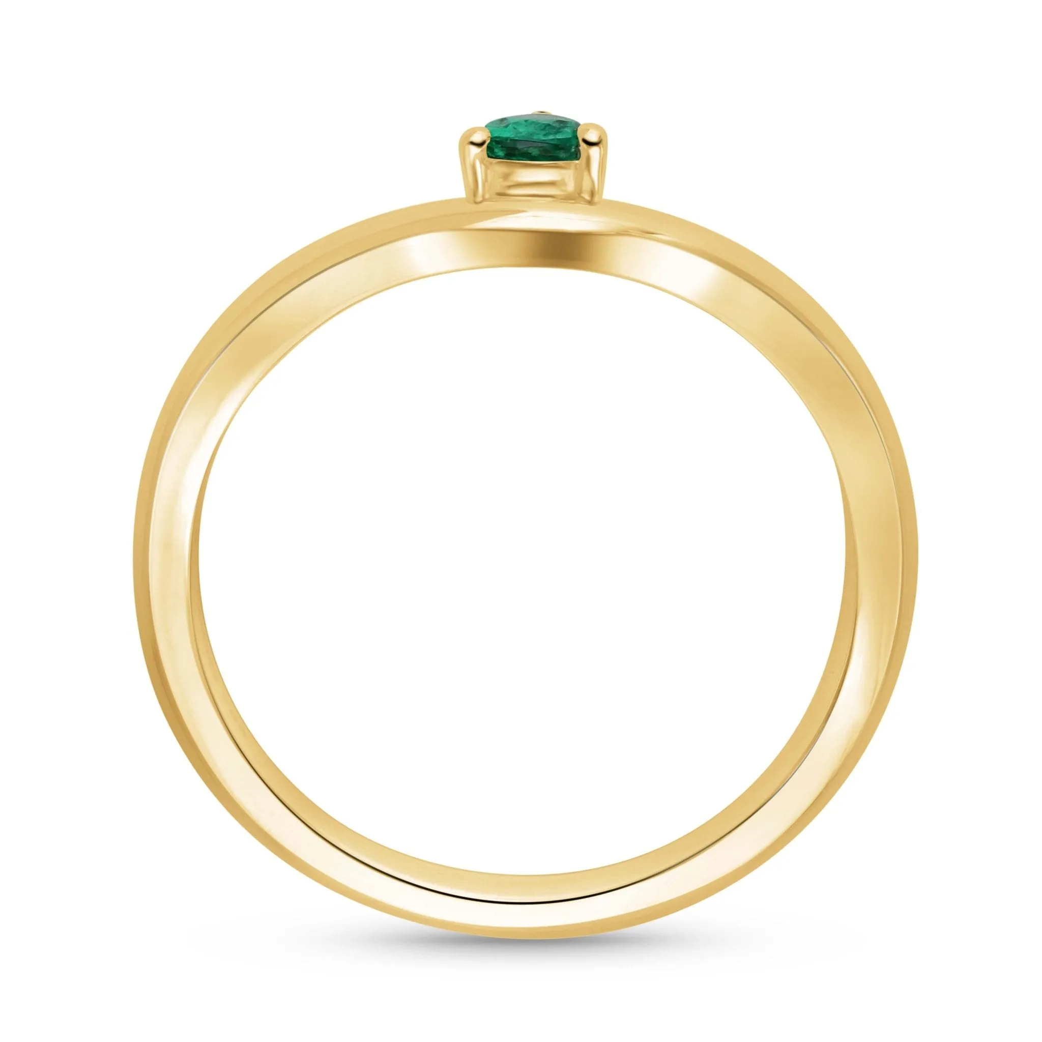 Floating Emerald Pear Shaped Ring - YG