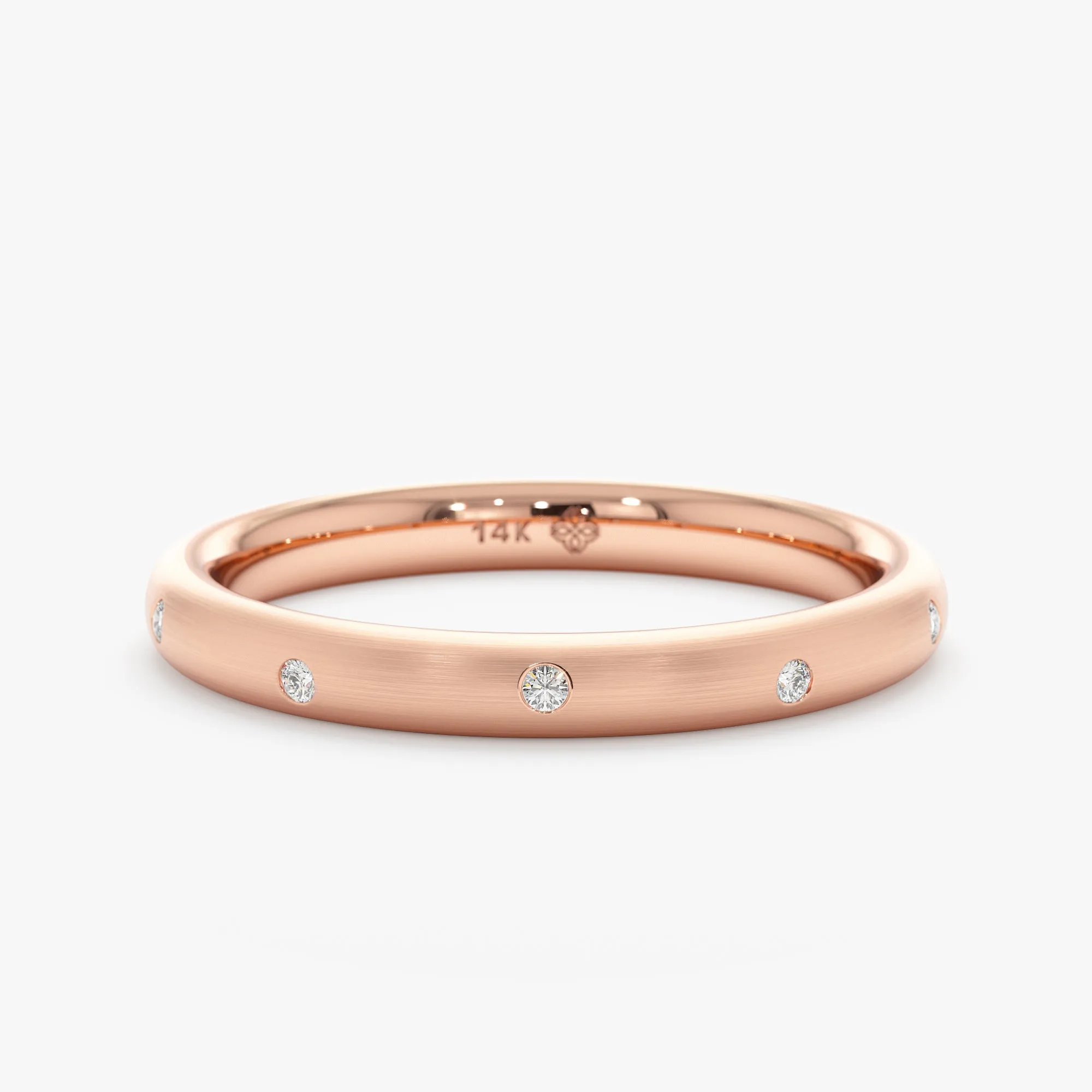 Flush Set Textured Gold Diamond Ring, Raven